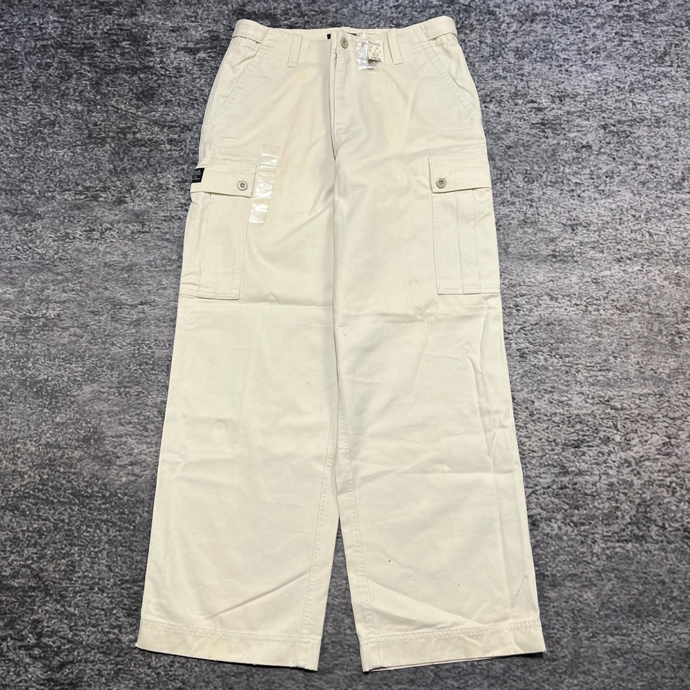NWT VTG Express Cargo Pants Mens 34x32 Cream Baggy Wide Leg Utility Skater Y2K